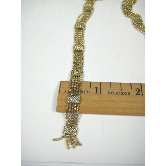 Y Shaped Necklace Goldtone Chain 28 inch Vintage Tassel Modern Sleek Segmented - Picture 3 of 12